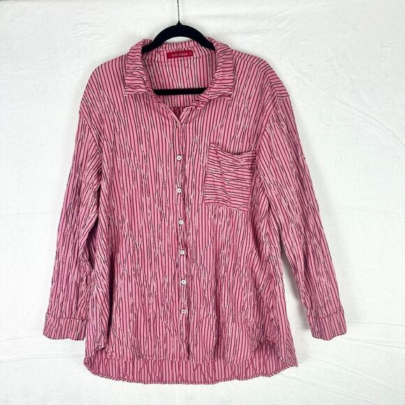 Cut Loose Crinkle Textured Vertical Stripe Button Up Top Size Small Artsy - Picture 1 of 6